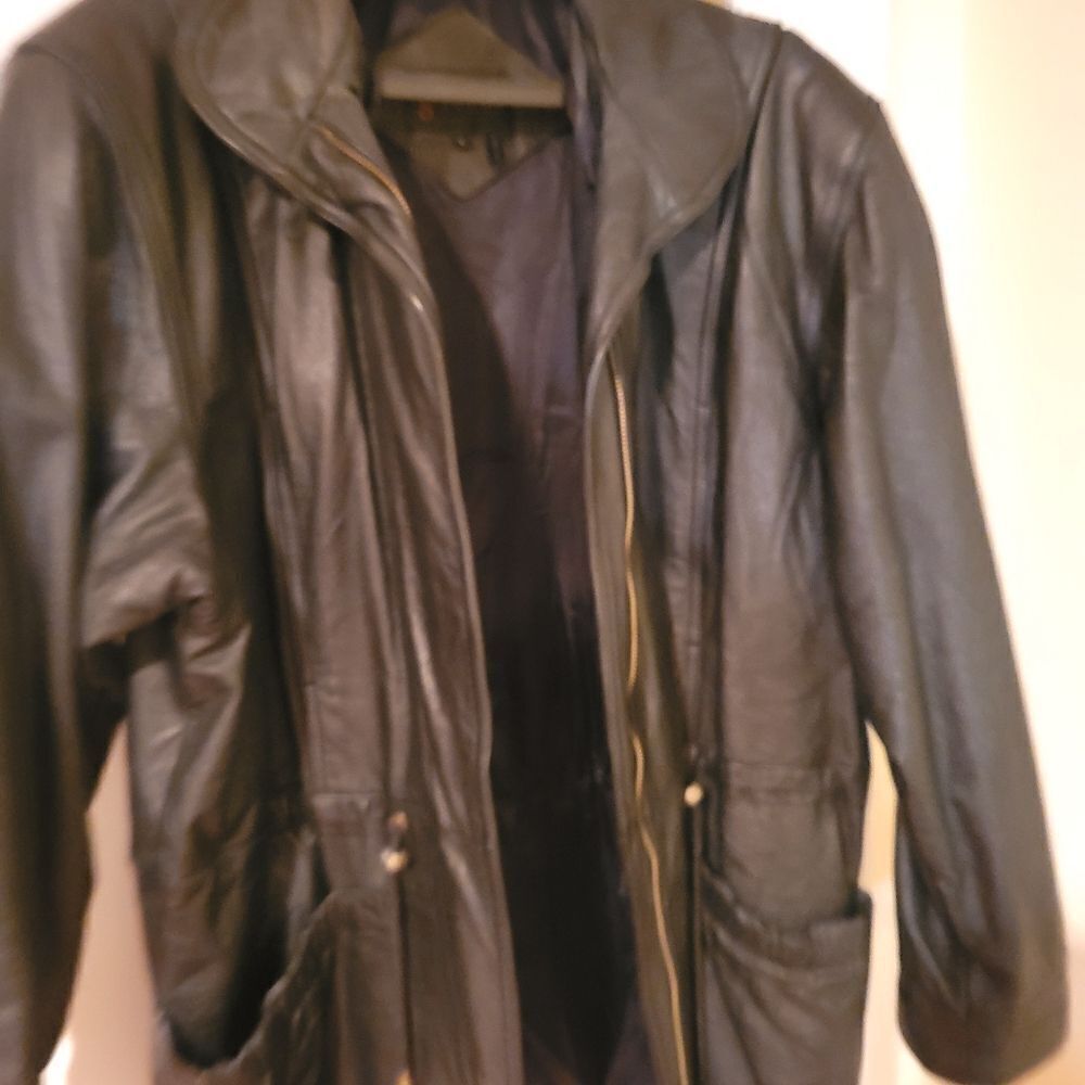 G4000 Mens Black Leather Jacket, Large - Picture 2 of 4